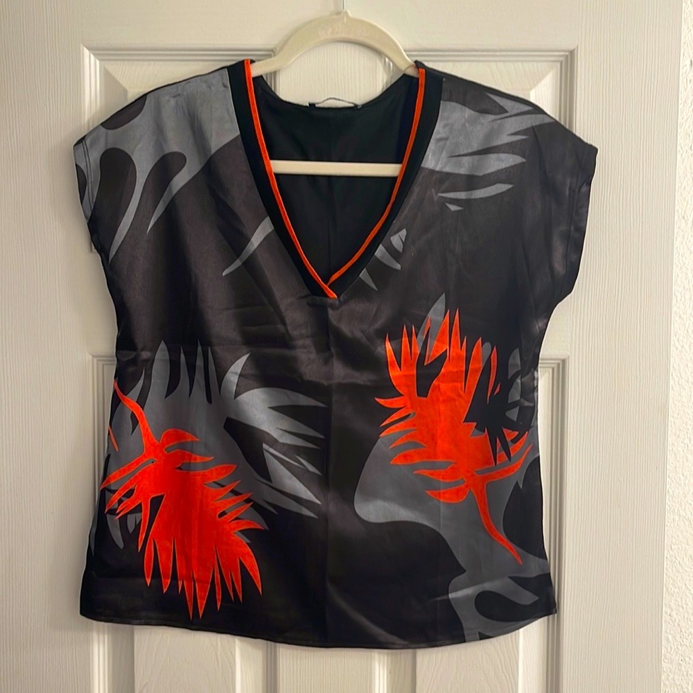 Black sateen blouse